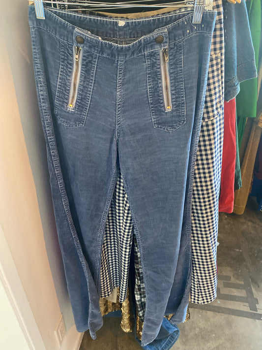 Vintage blue corduroy zipper pants