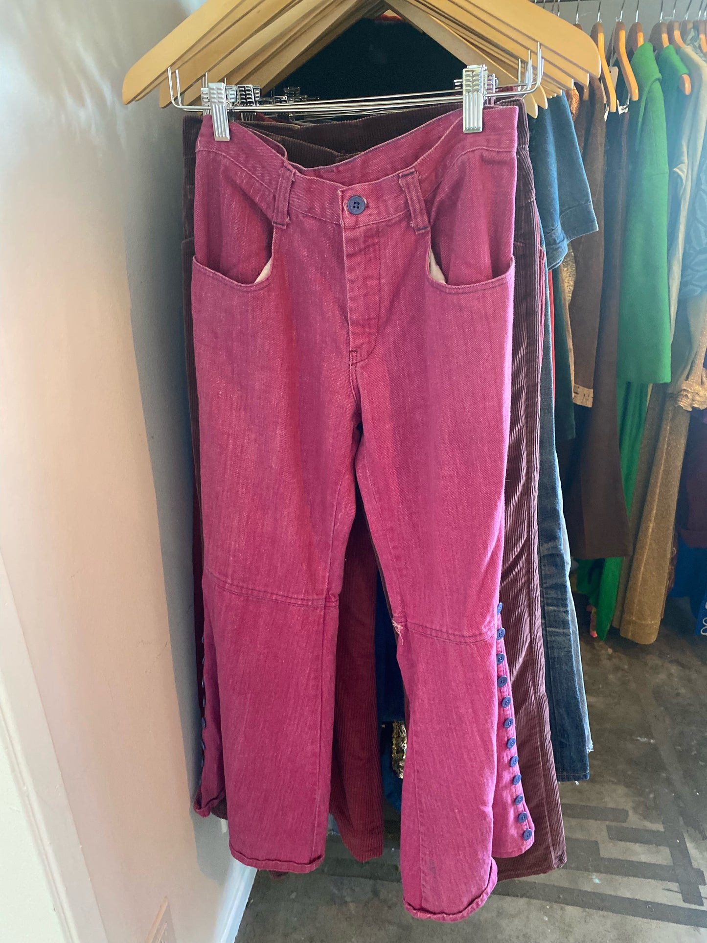 Pink + Purple Button Flare pants