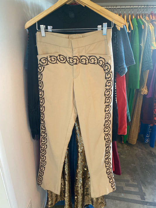 Vintage brown embroidered pants