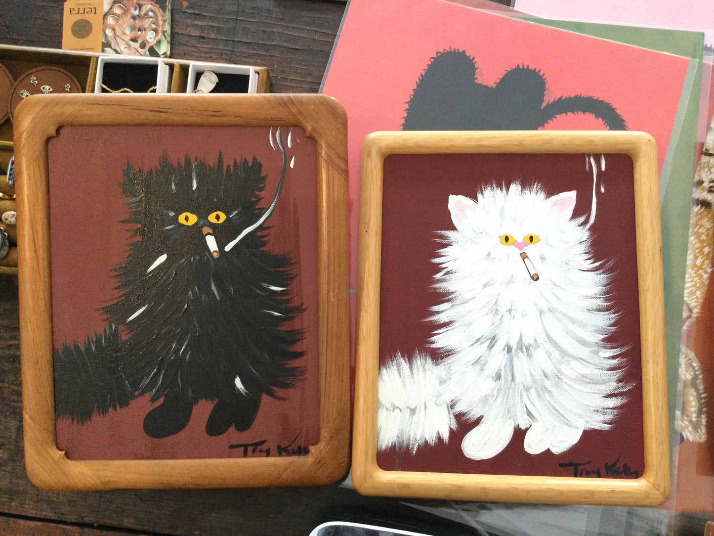 Med Fluffy Cat Painting