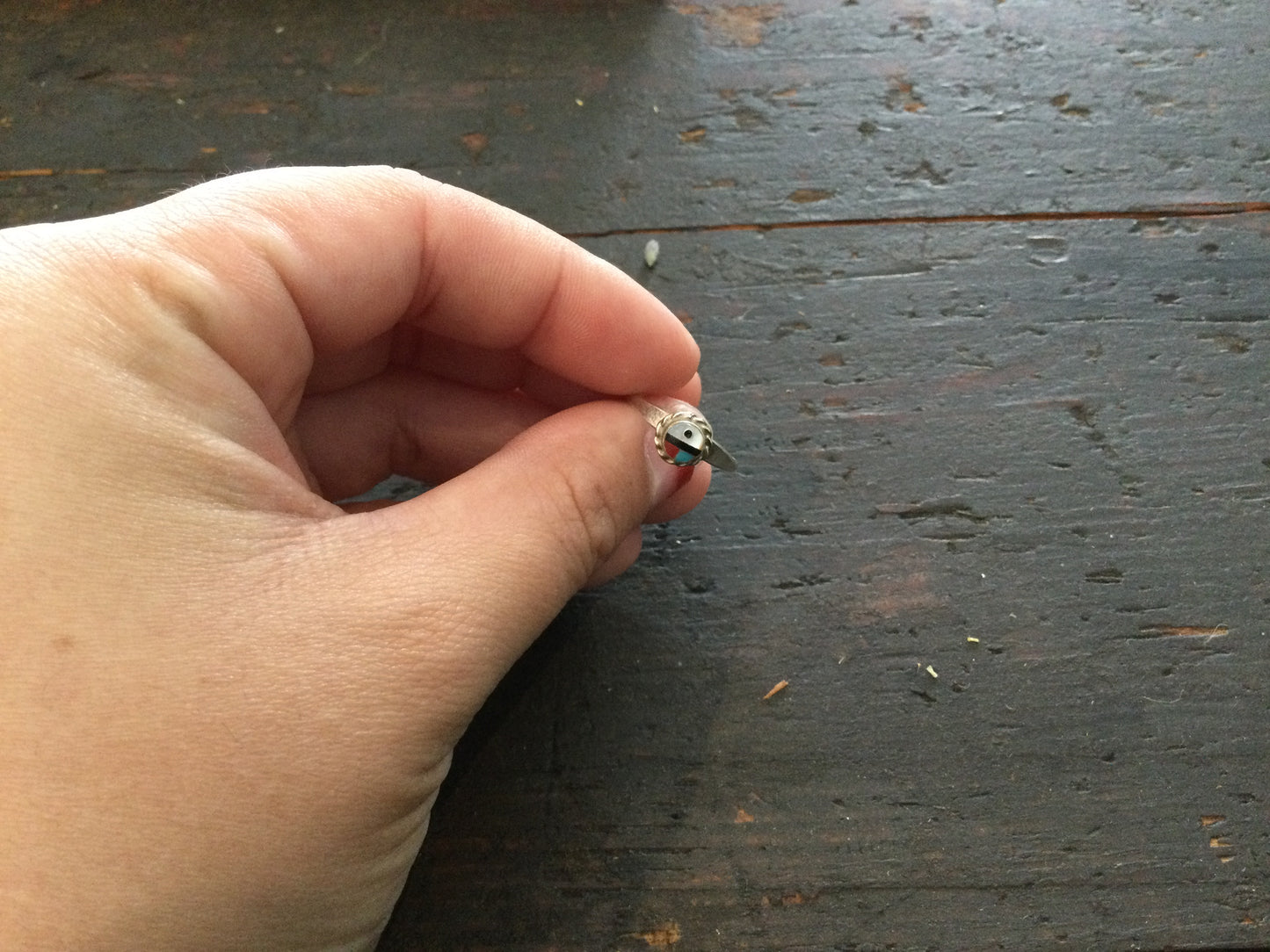 Blue Red Dot Stacker Ring