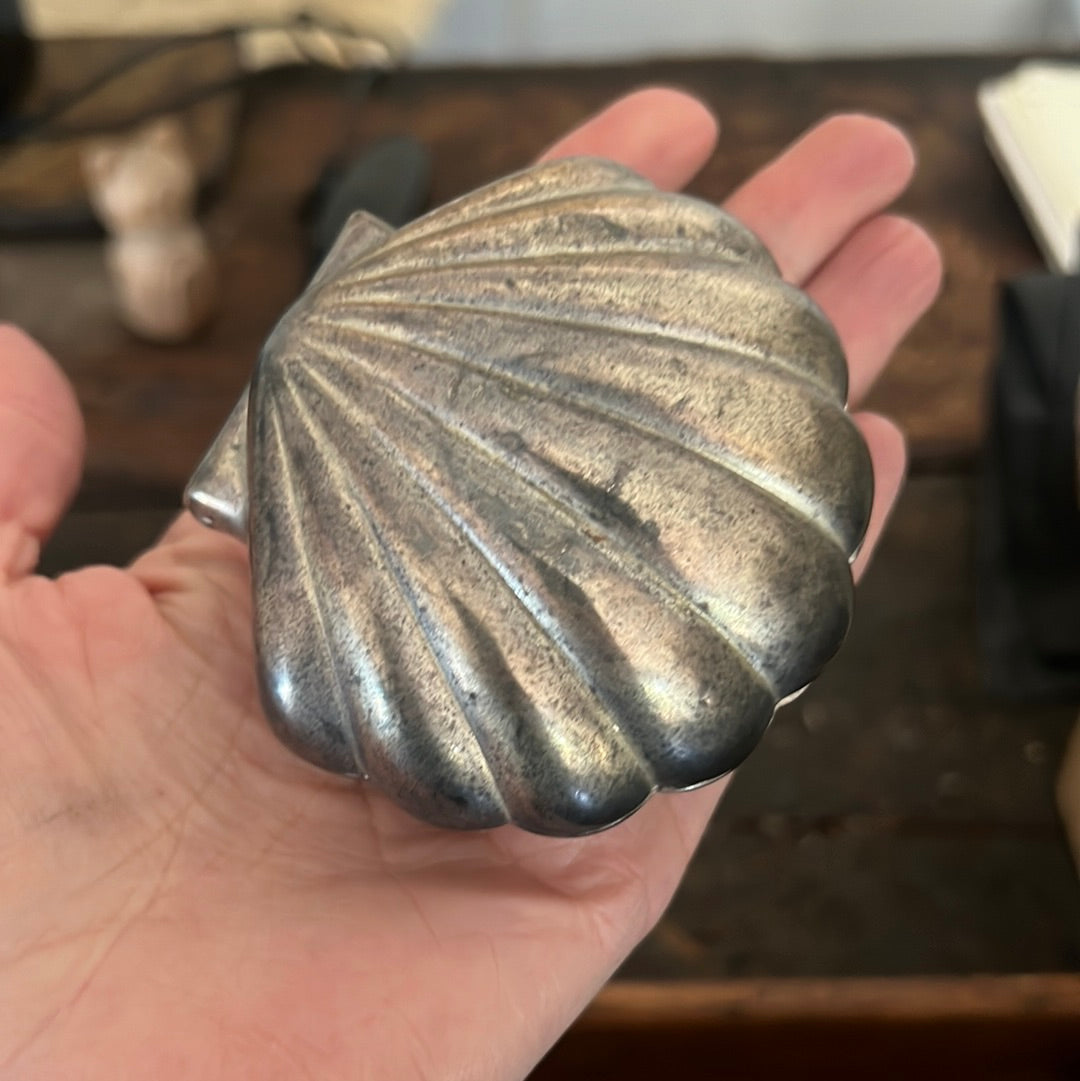 Sterling silver vintage shell box