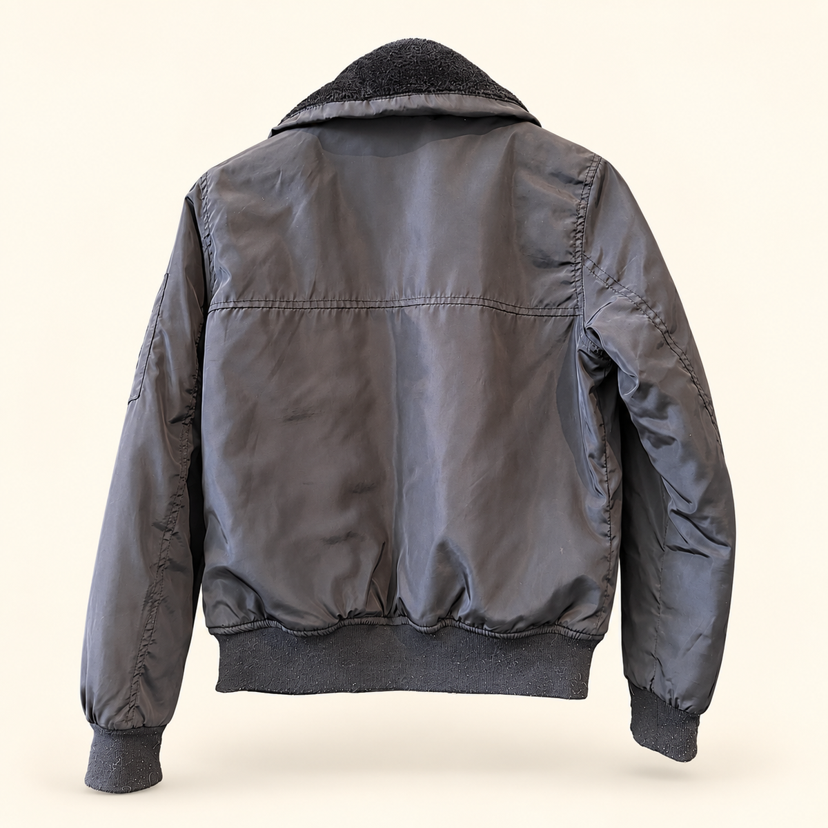 Black Faux-Fur Collar Bomber Jacket