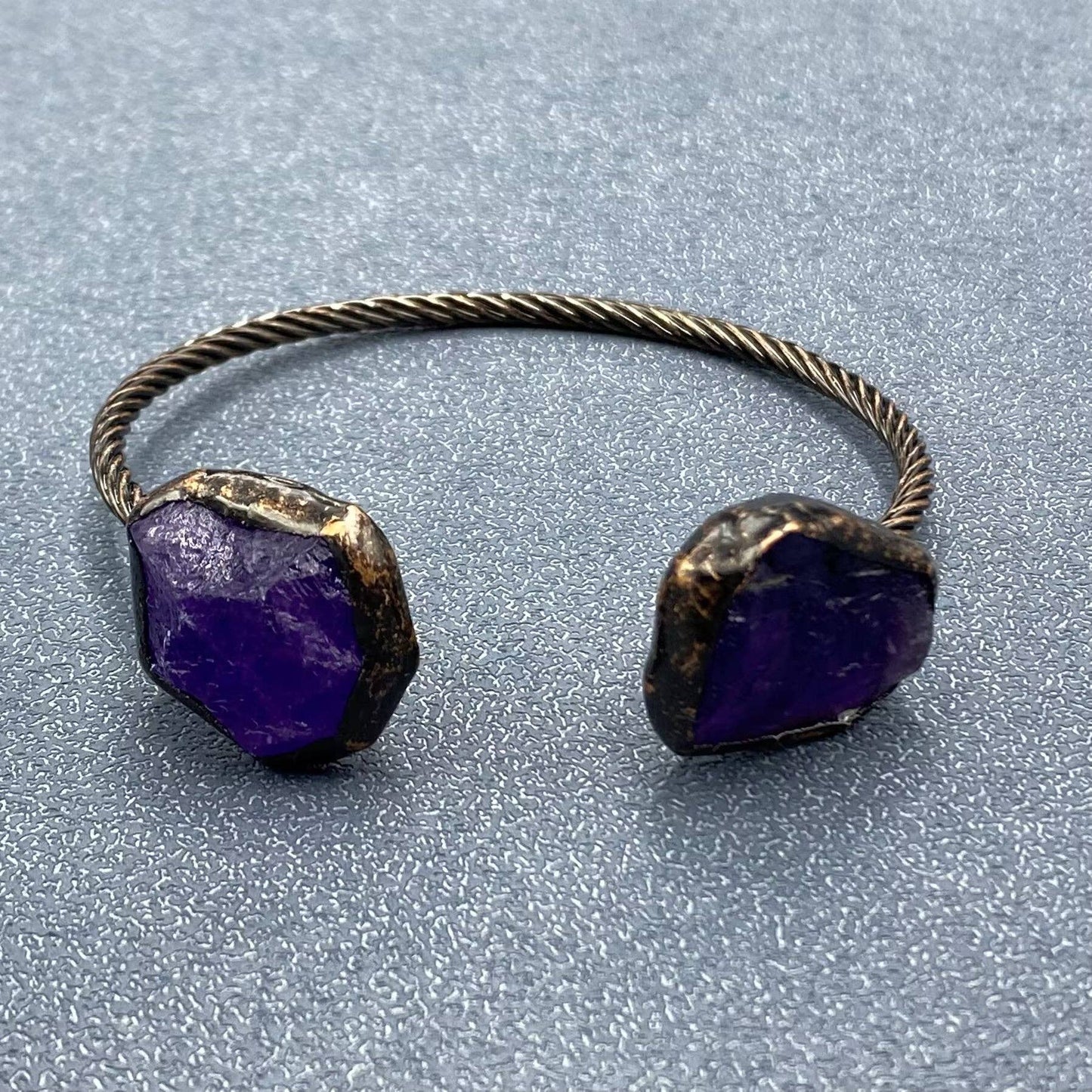 Vintage Natural Stone Retro Adjustable Cuff Bangle - CS