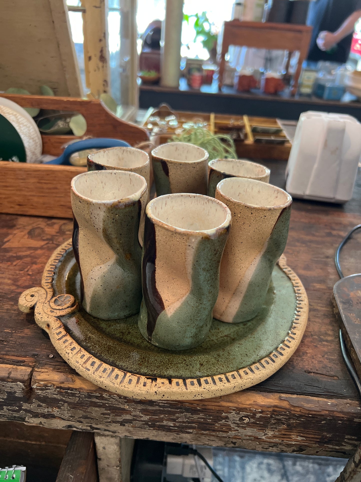 Ceramic shot glass set w/ plate