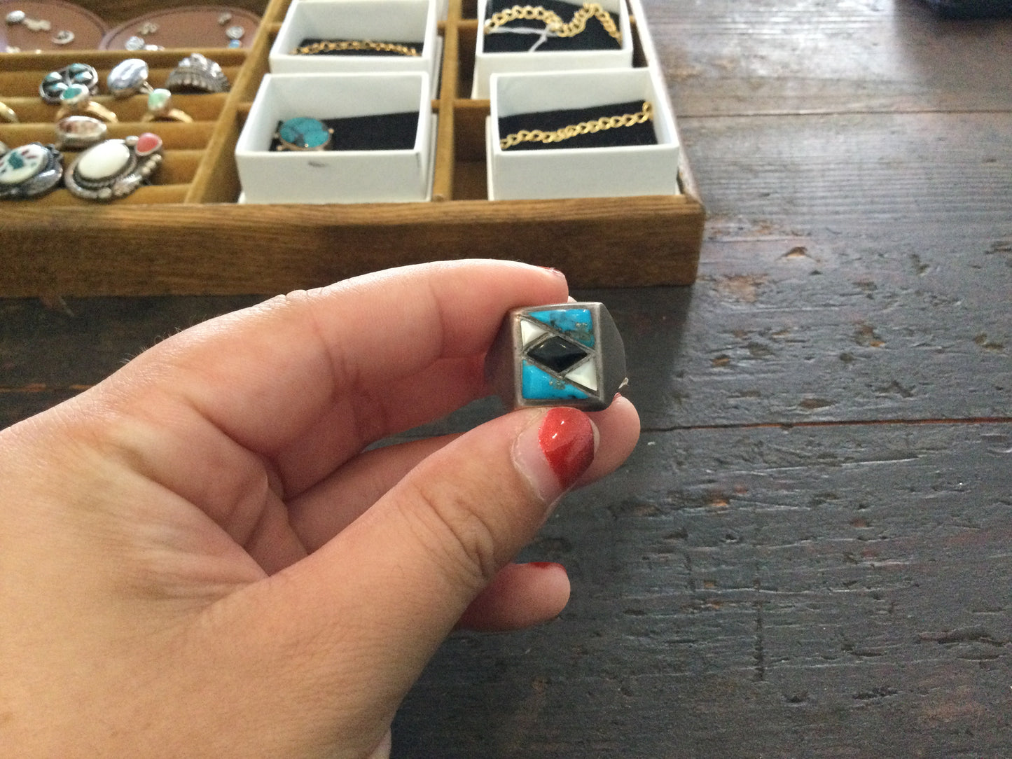 Turquoise + Opal Square Ring