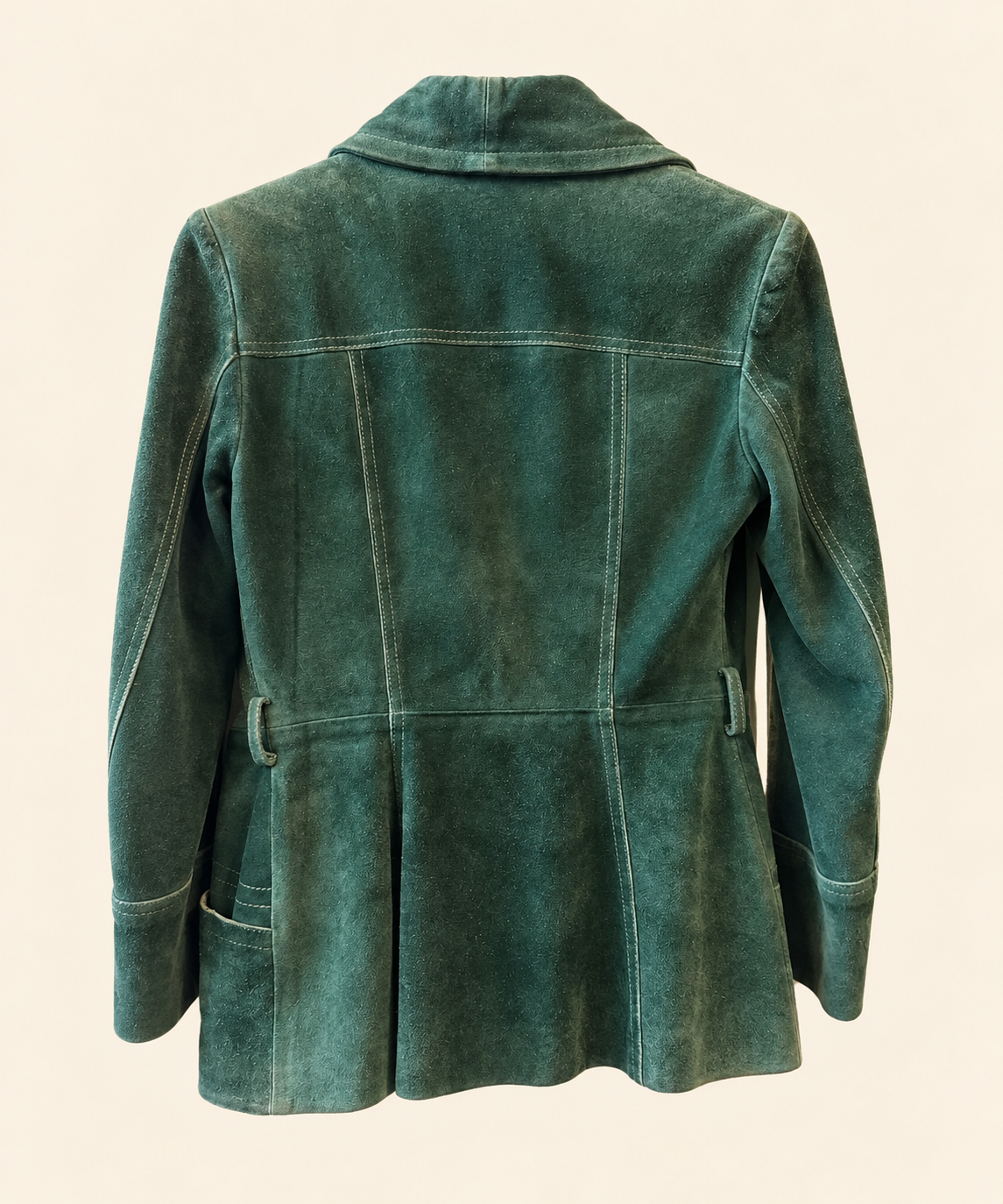 Vintage 1970s Emerald Green Suede Leather Jacket – Made in Uruguay