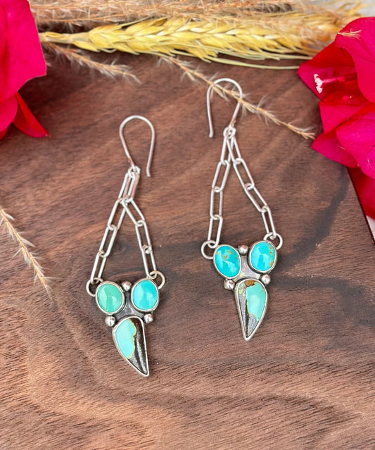 Paperclip Turquoise Dangly Earrings