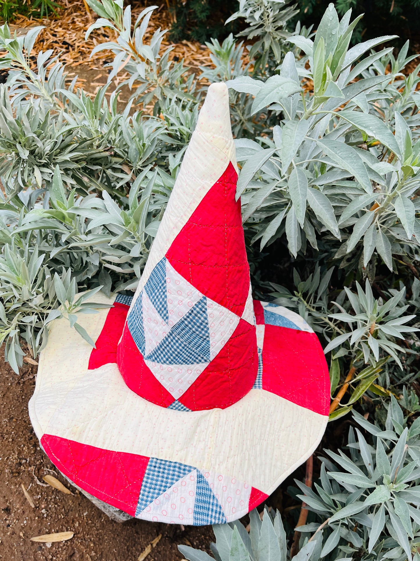 Red, White and Blue Quilted Witch Hat
