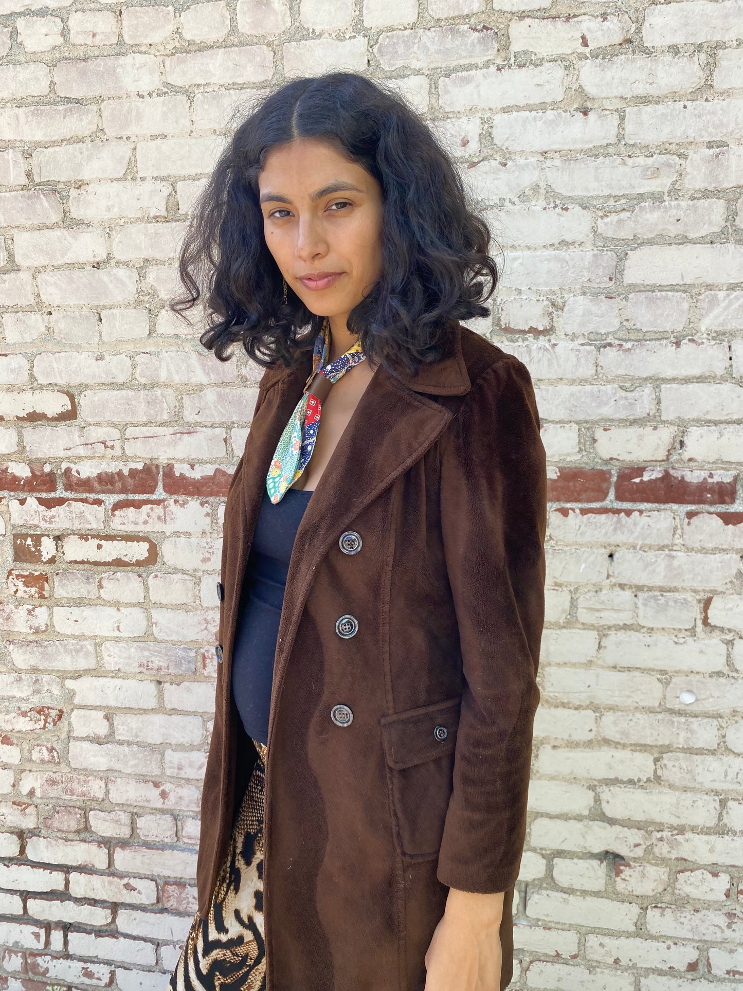 Brown Fuzzy Peacoat