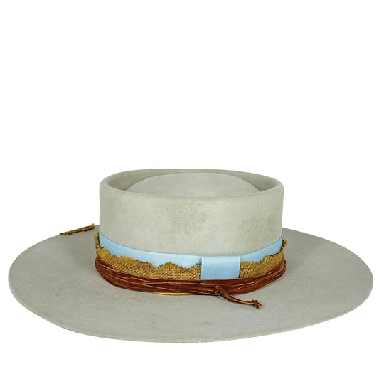 Grey Leather + Burlap & Ribbon