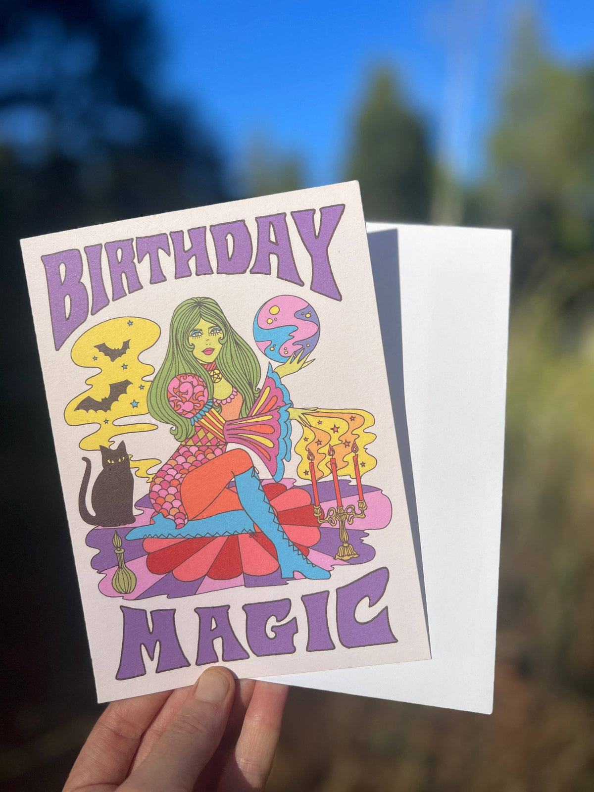 Birthday Magic Witch Greeting Card Pastel