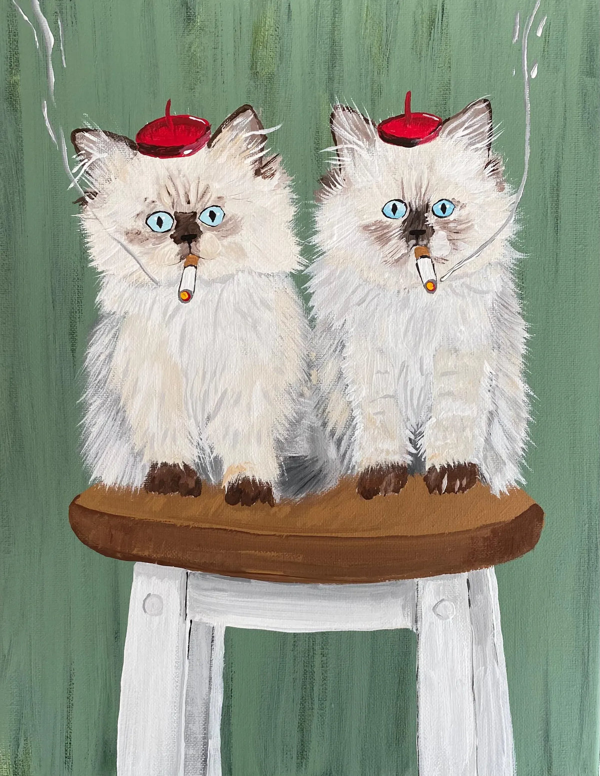 French Ragdoll Sisters Smoking Cat Print