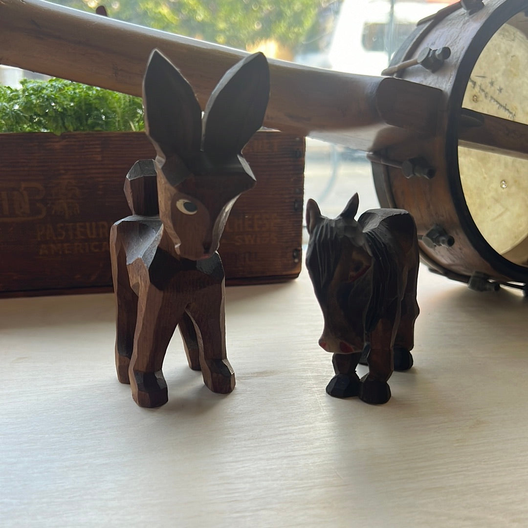 Antique wooden burros set 2