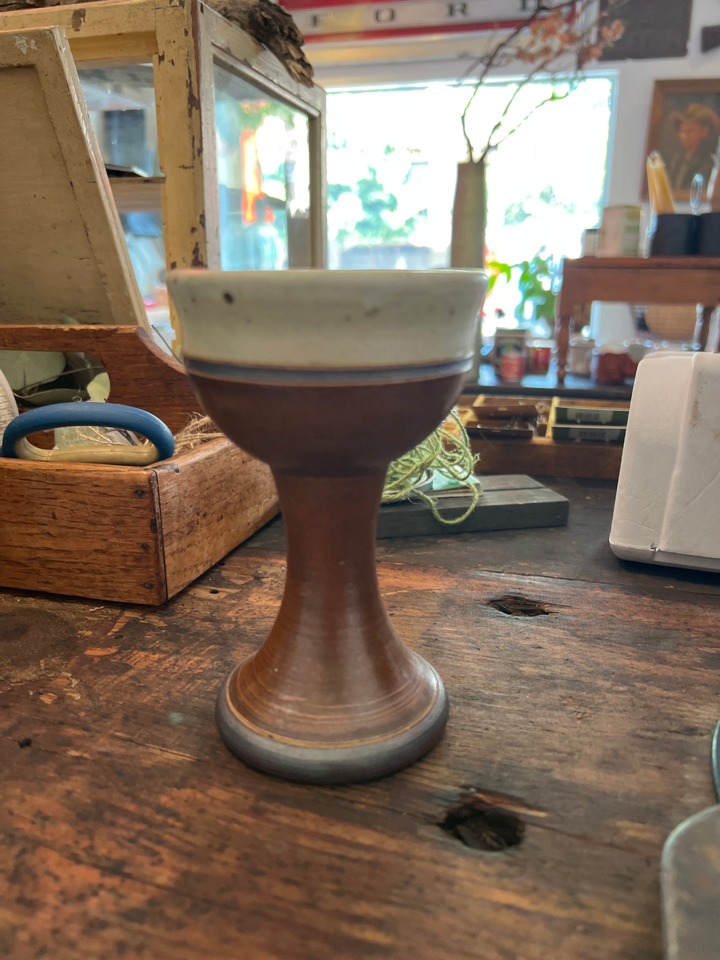 Brown ceramic chalices set of 4
