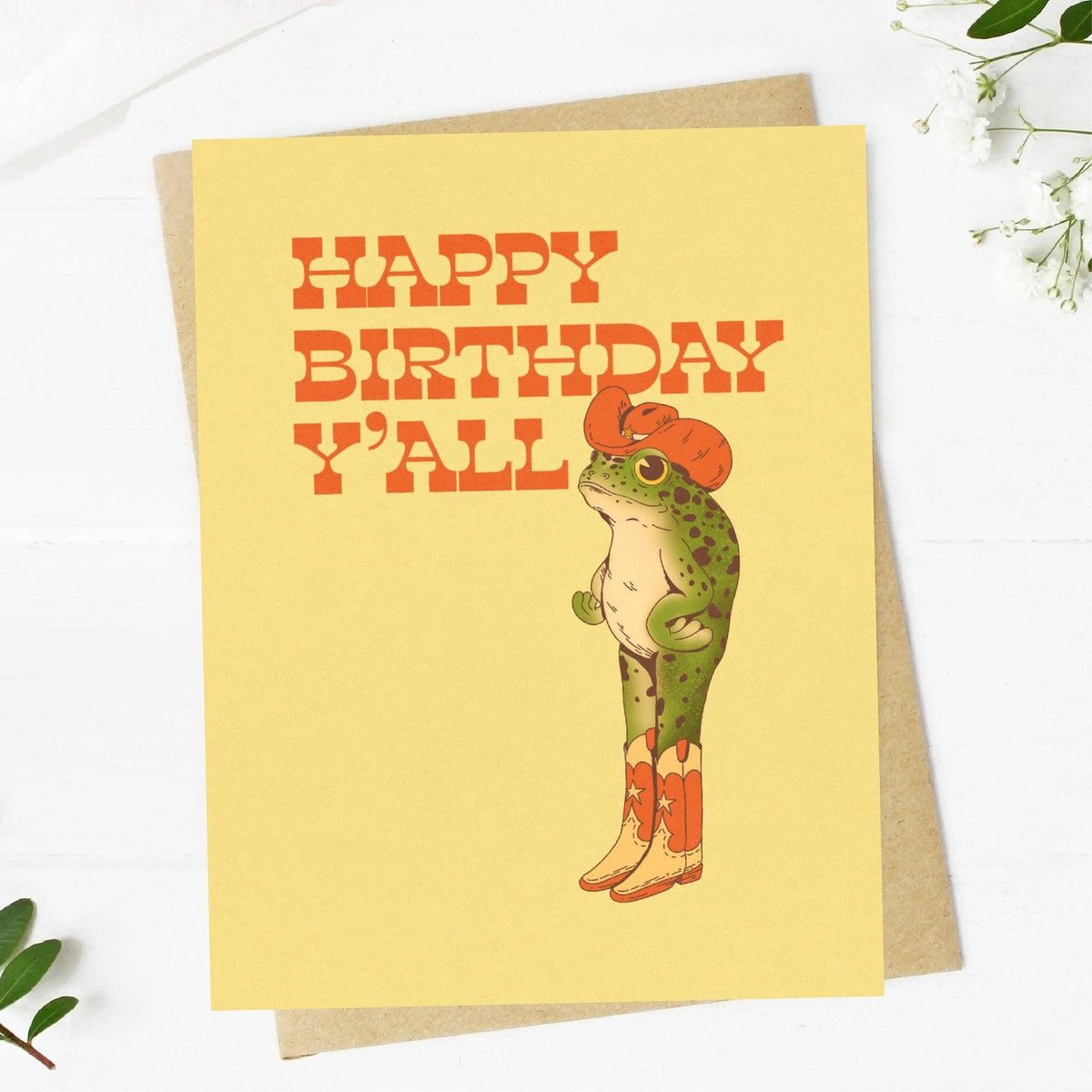 "Happy birthday y'all" Cowboy Frog Birthday Card