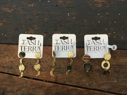 Gold Plated Crescent Dangly Earrings