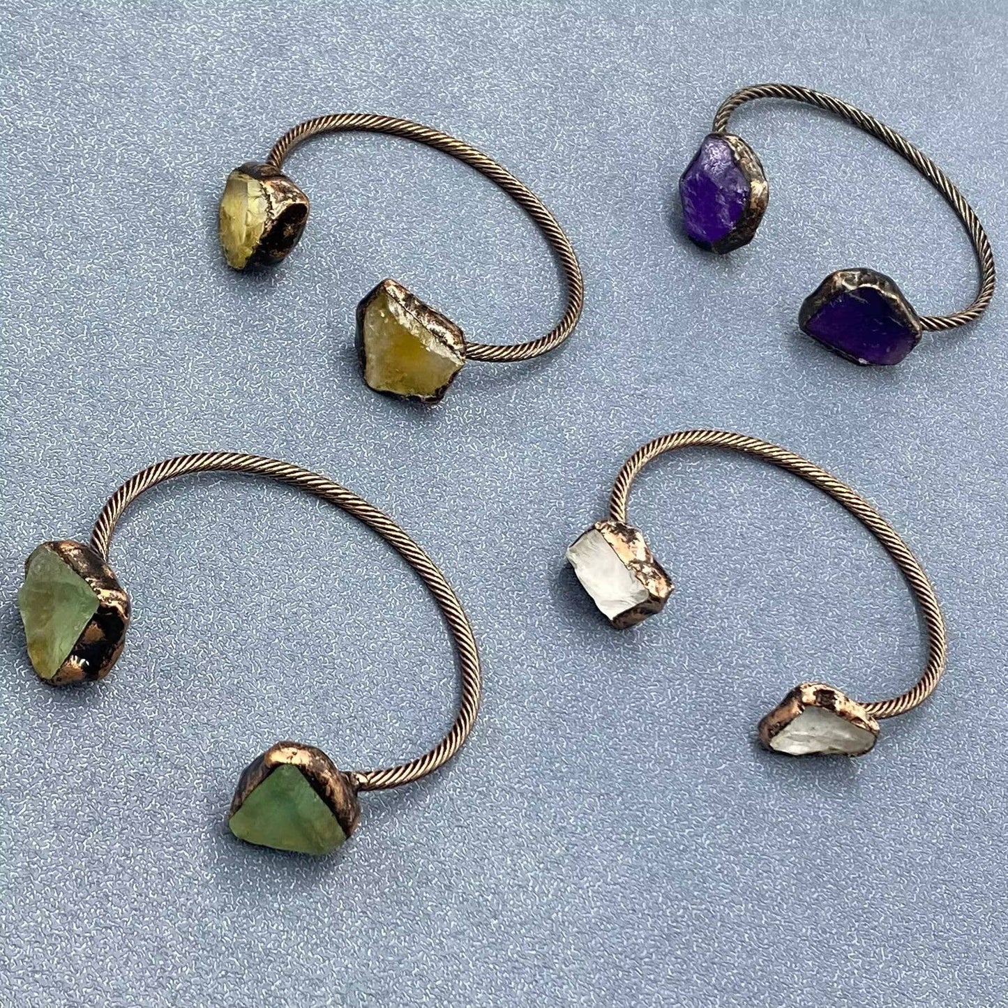 Vintage Natural Stone Retro Adjustable Cuff Bangle - CS