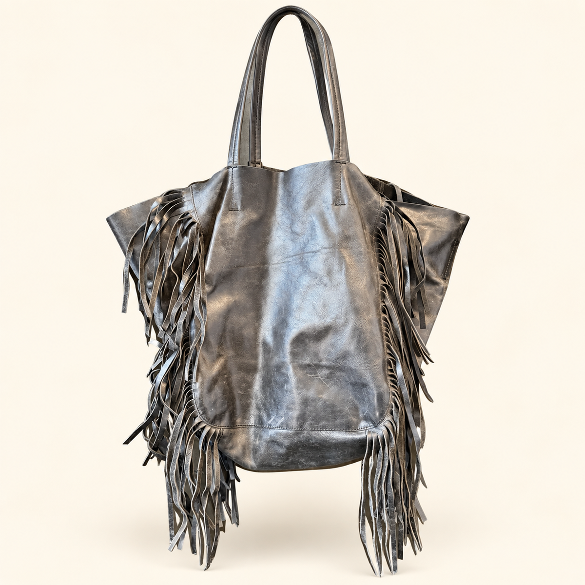 Cleobella Metallic Leather Fringe Tote Bag