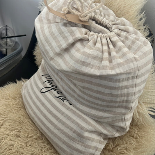 Striped queen linen duvet set