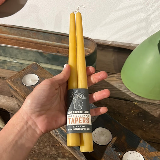 Beeswax taper candle set of two