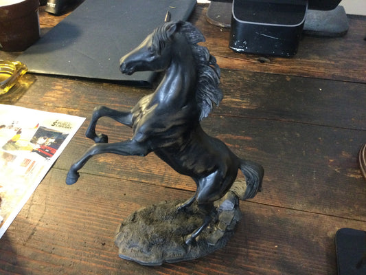 Standing black horse
