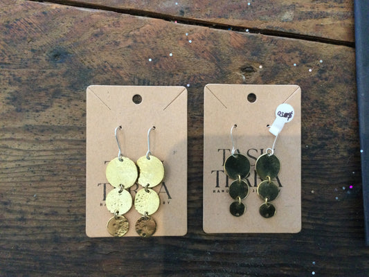 Gold Plated Circle Dangly Earrings