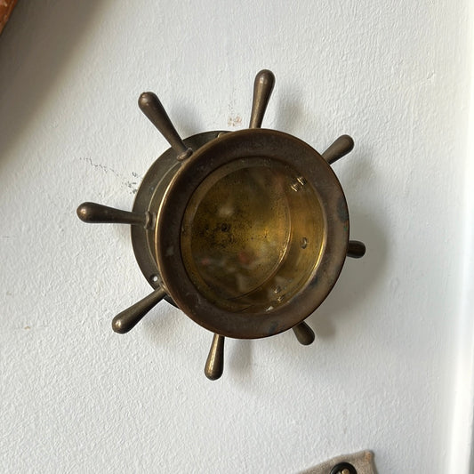 Antique brass ship steering wheel