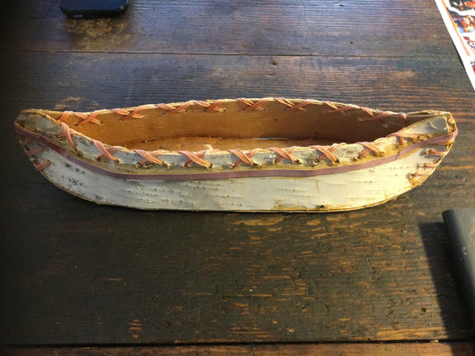 Birch bark mini canoe