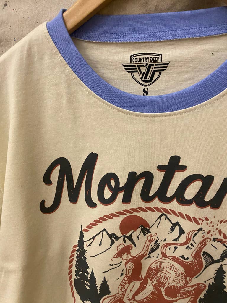 Montana Big Sky Country ringer Relaxed Crop Tee