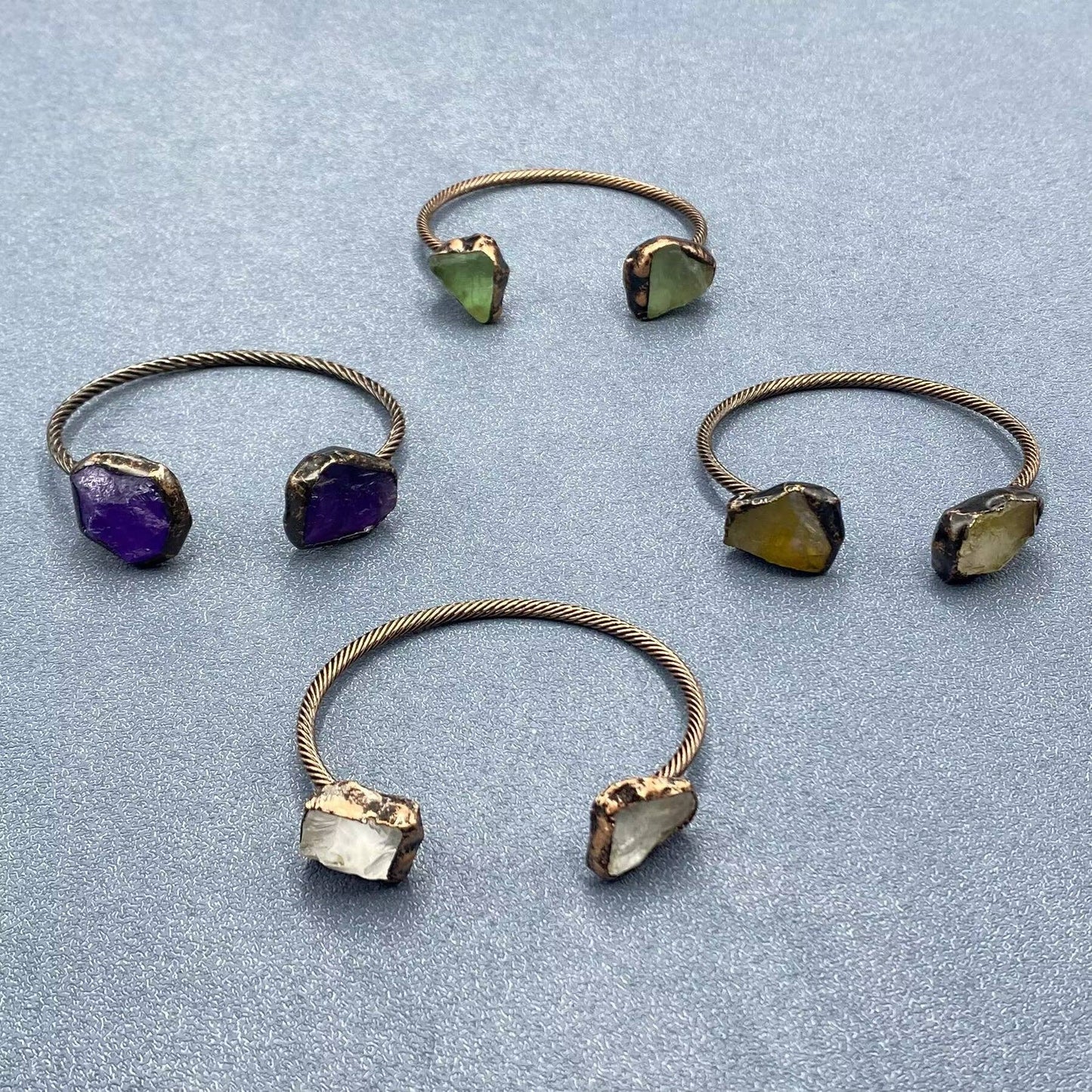 Vintage Natural Stone Retro Adjustable Cuff Bangle - CS