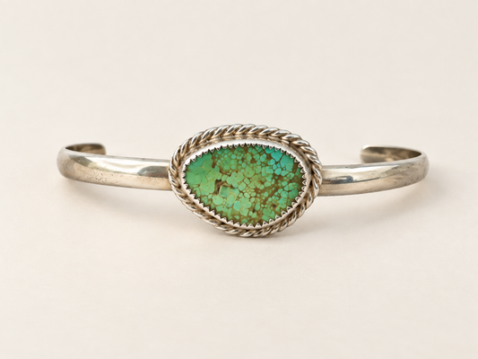 One-of-a-Kind Green Turquoise Silver Cuff — Handmade in Long Beach