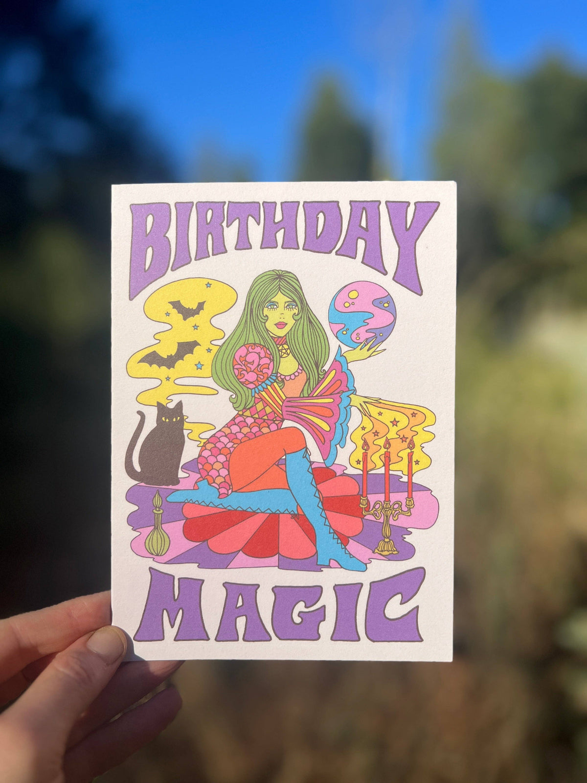 Birthday Magic Witch Greeting Card Pastel