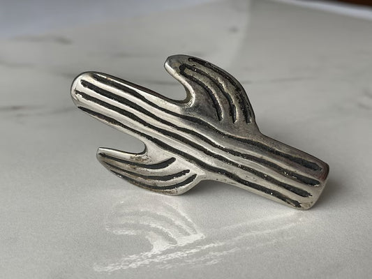 Silver saguaro cactus napkin rings set of 6