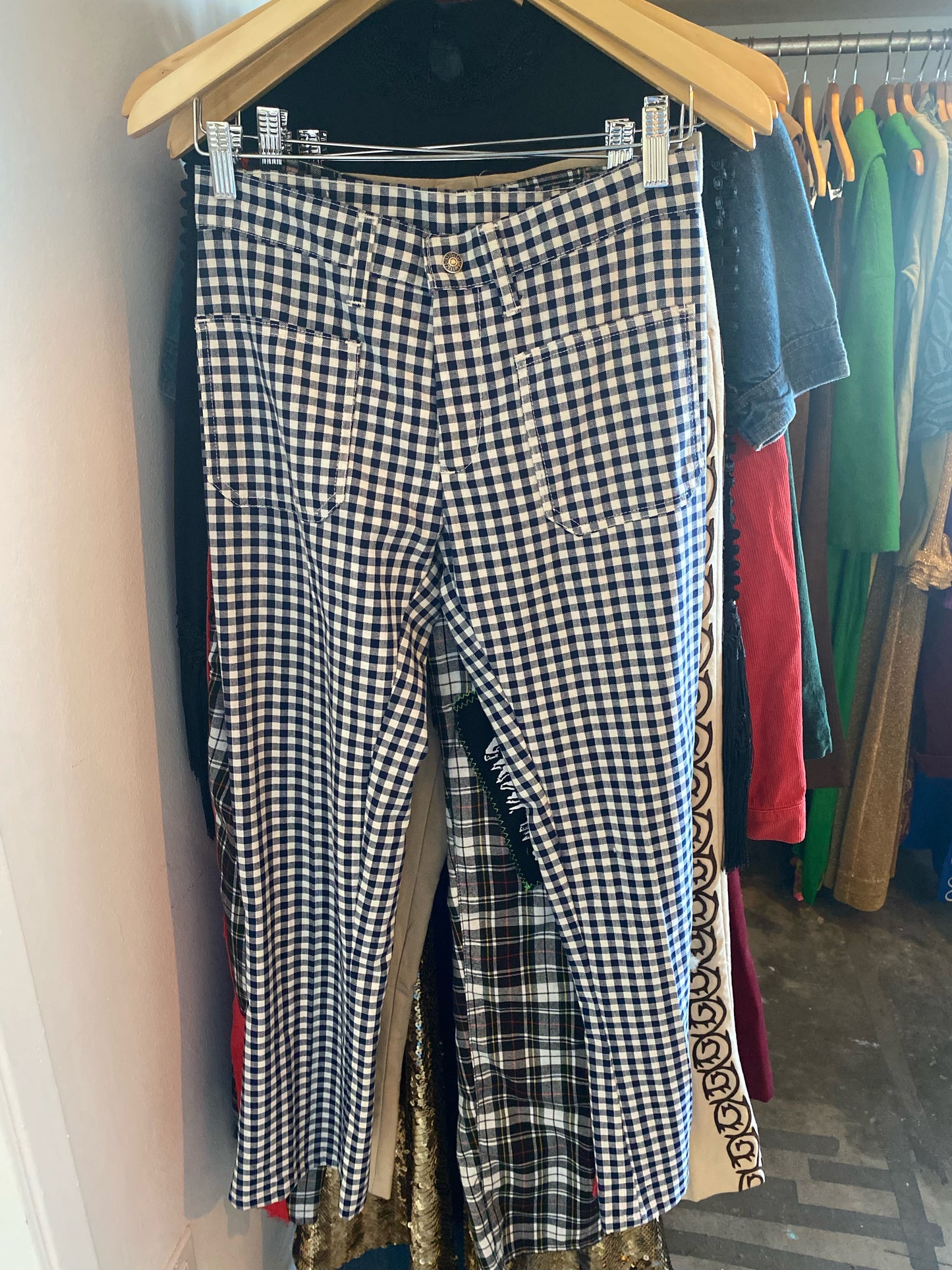 Vintage blue and white checker pants