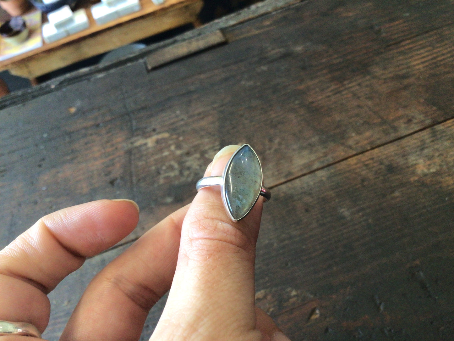 Marquise Cut Labradorite Ring