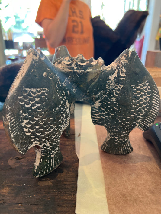 Primitive Ceramic Fish Candle Holder