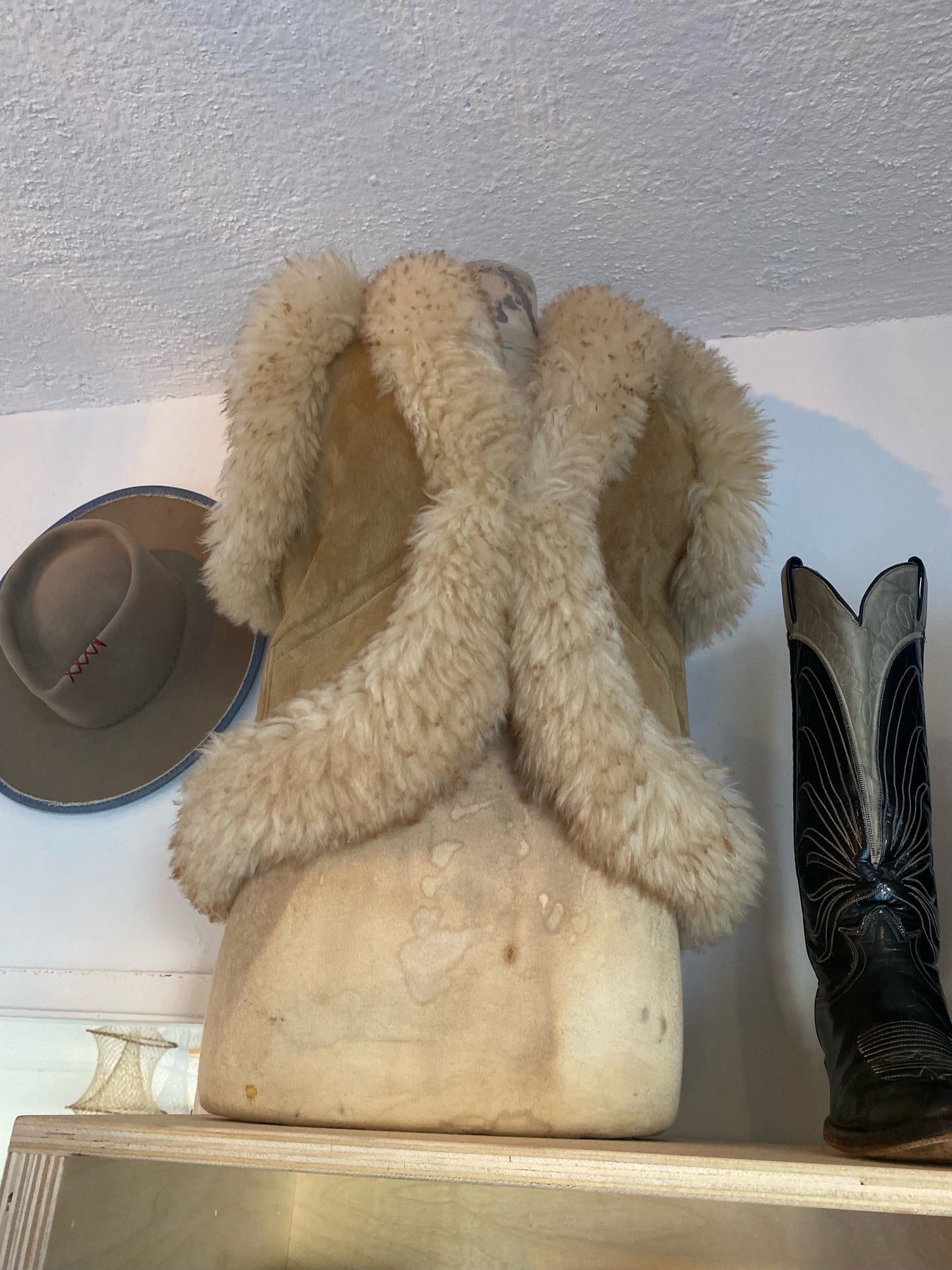 Vintage suede fur vest