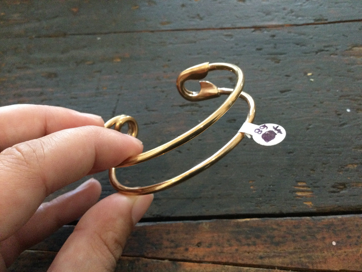 Brass Safety Pin Cuff