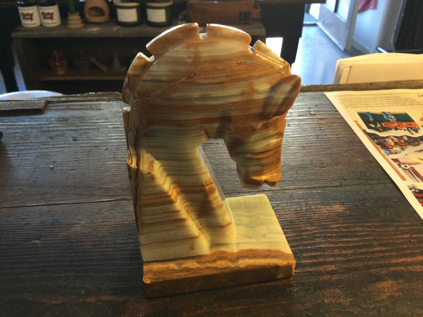 Vintage 1970s Banded Onyx Sculpture bookend