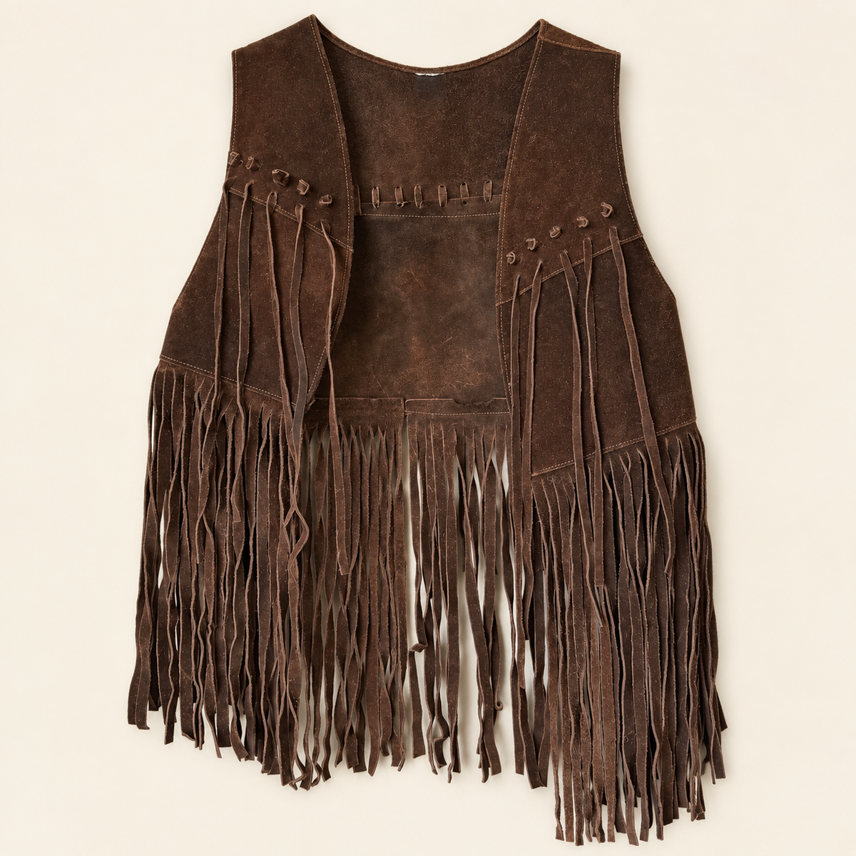 Fringe Leather Vest- Size Small