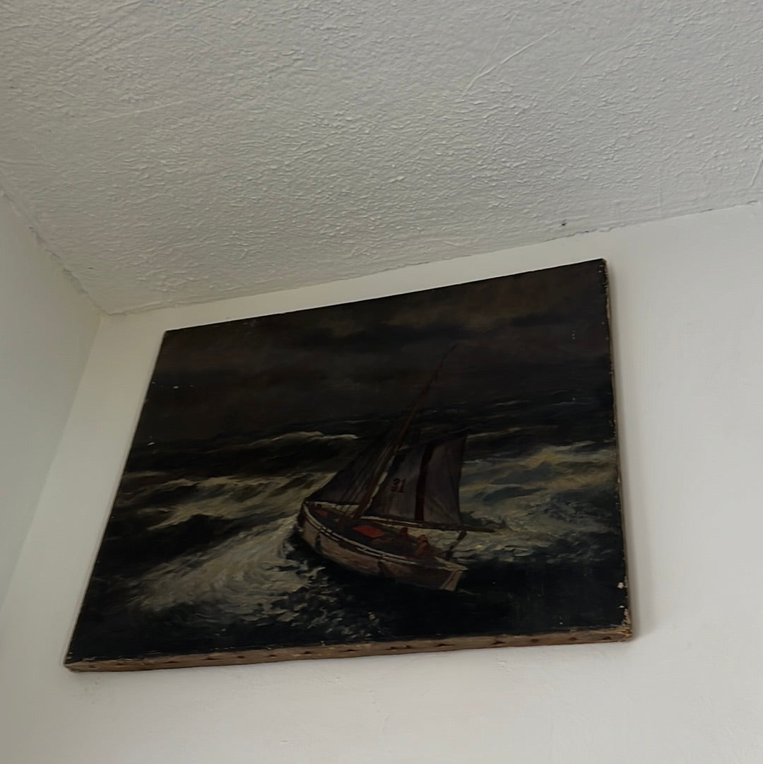 Antique dark sea painting