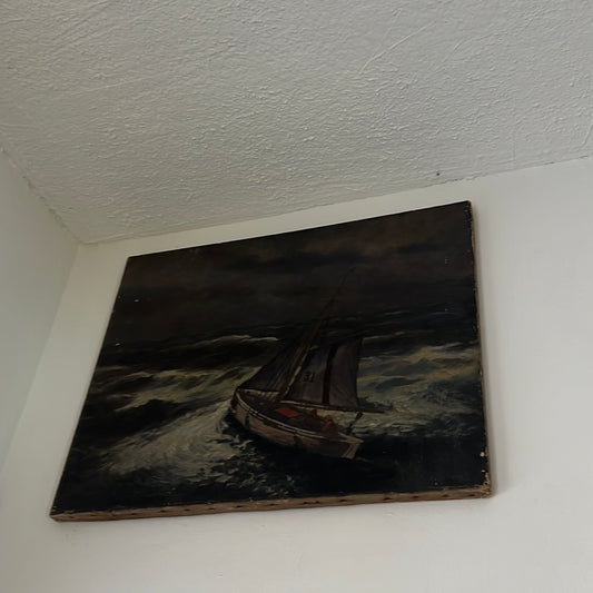 Antique dark sea painting
