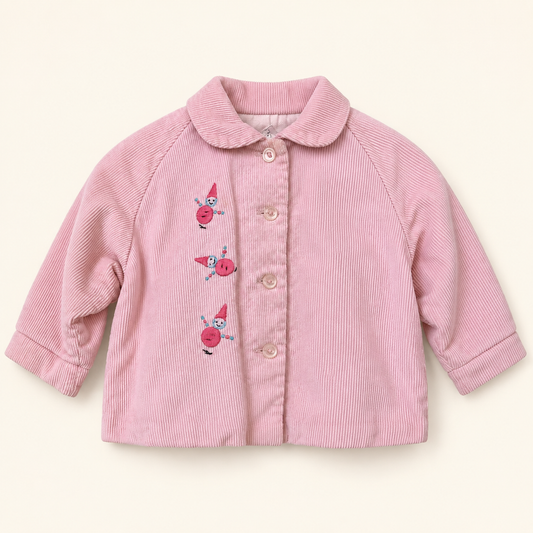Vintage Pink Clown Corduroy Jacket & Bonnet Set | 1960's