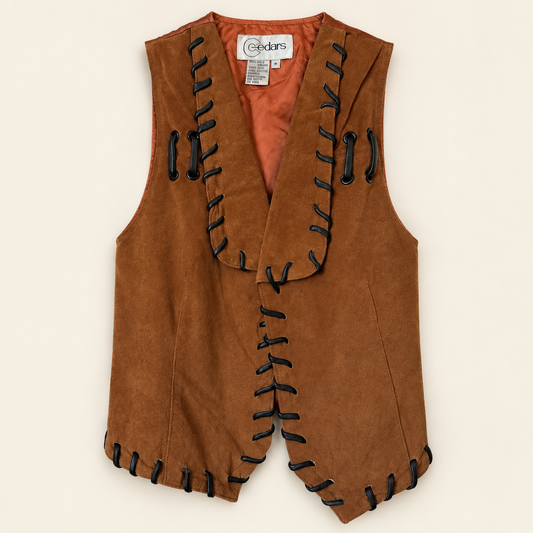 Cedars Leather Whipstitch Vest