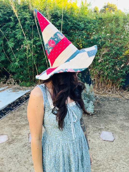 Beige Quilted Witch Hat