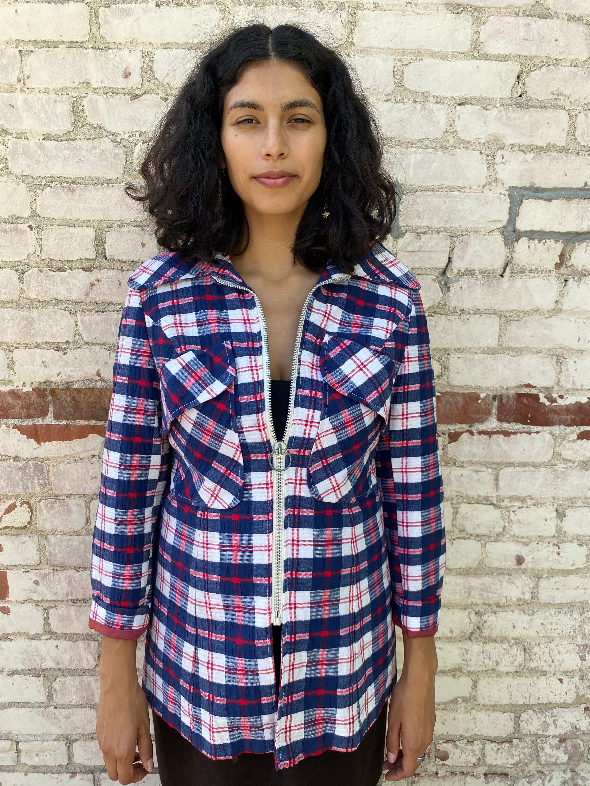 Plaid Zip Up Jacket – Lucky Penny