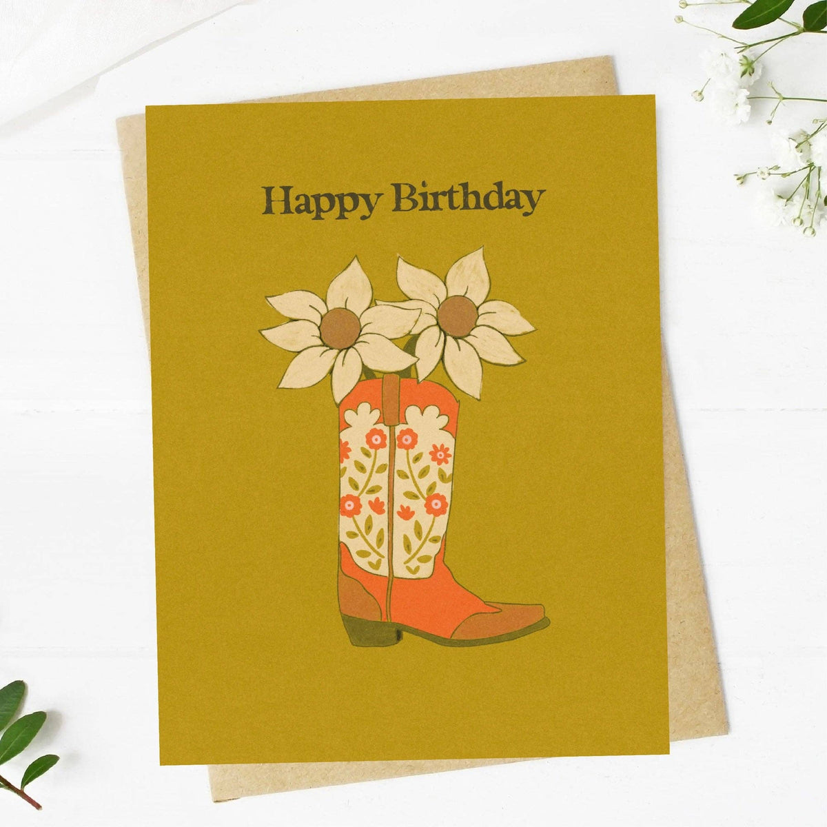 Happy Birthday Cowboy Boot Western Birthday Card