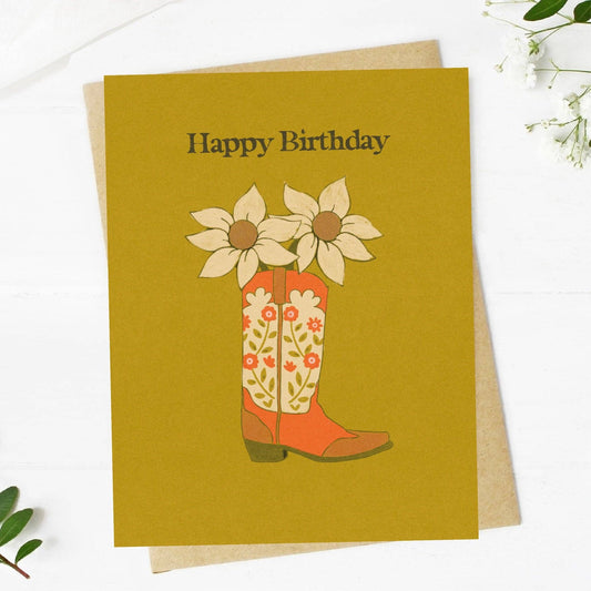 Happy Birthday Cowboy Boot Western Birthday Card