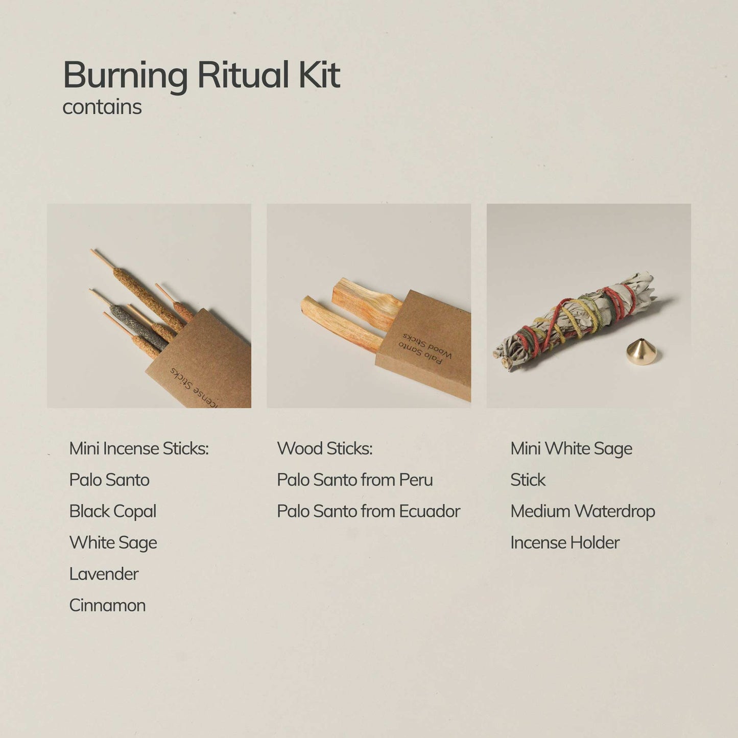 Sacred Burning Ritual Kit - Incense, Palo Santo & Sage
